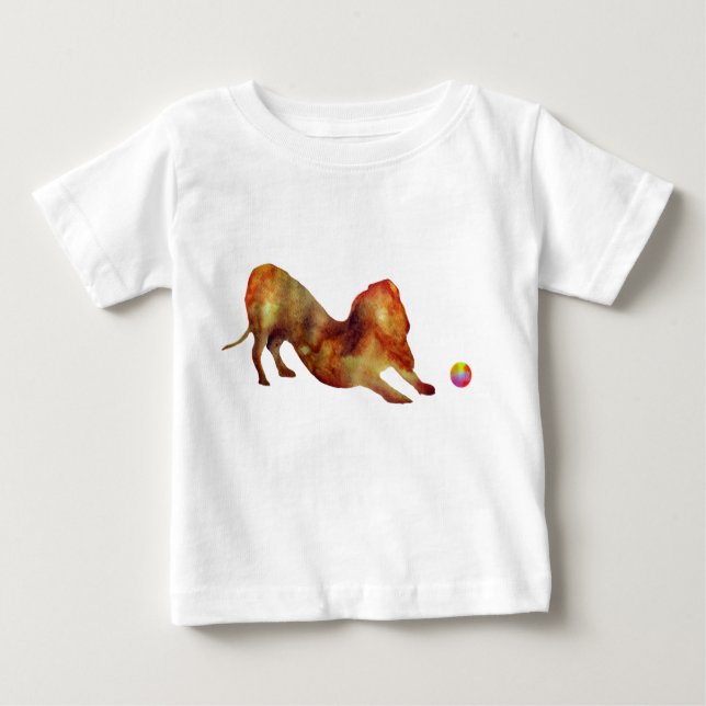 Dachshund  & Ball Watercolor Baby T-Shirt (Front)