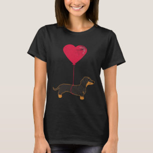 Dachshund Balloon Heart Weenie Dog Valentine s Day T-Shirt