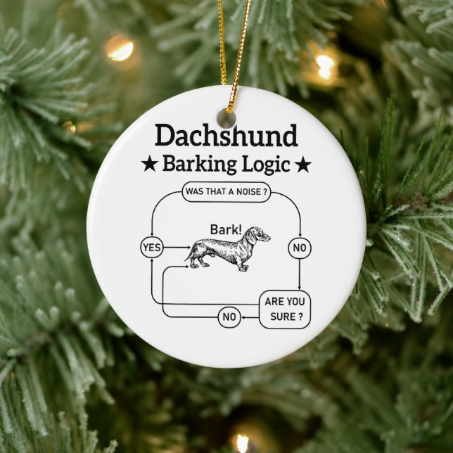 Dachshund Barking Logic Funny Weiner Dog Sarcastic Ceramic Tree Decoration (Tree)