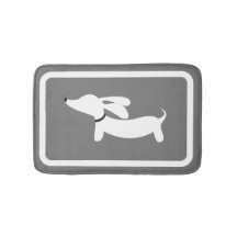 Dachshund Bath Mat Grey Doxie Bathroom Rug