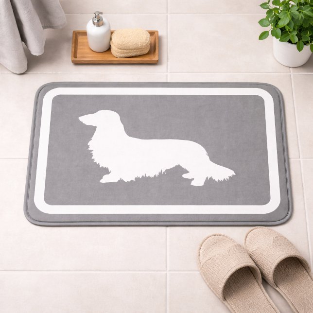 Dachshund Bath Mat Grey Doxie Bathroom Rug (Dachshund Bath Mat Grey Doxie Bathroom Rug)