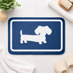 Dachshund Bath Mat Navy Blue Doxie Bathroom Rug