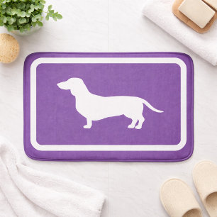 Dachshund Bath Mat Purple Doxie Bathroom Rug