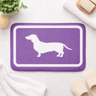 Dachshund Bath Mat Purple Doxie Bathroom Rug