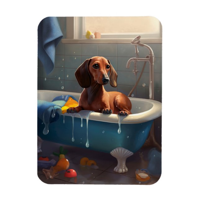 Dachshund Bathtime Fun  Magnet (Vertical)