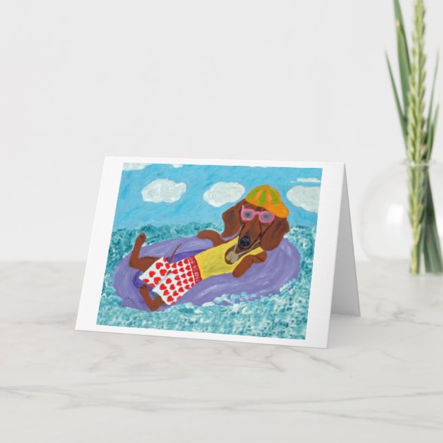 Dachshund Beach Bum Card (Front)