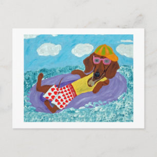 Dachshund Beach Bum Invitation Postcard
