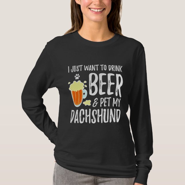 Dachshund Beer Dog Mum T-Shirt (Front)