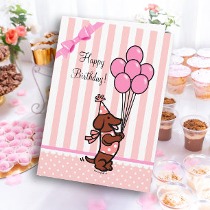 Dachshund Birthday Cartoon Balloons Card