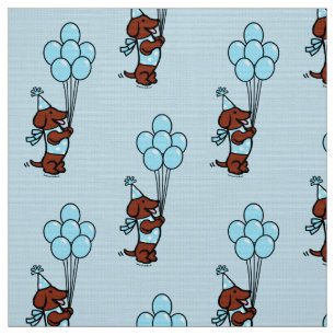 Dachshund Birthday Cartoon Balloons Fabric