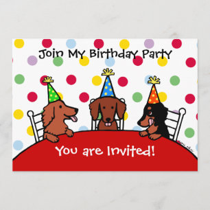 Dachshund Birthday Cartoon Party Invitation