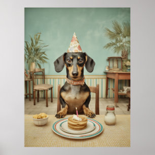 Dachshund Birthday Pancake Party Poster
