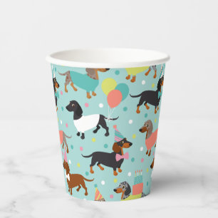 Dachshund Birthday Party Celebration Paper Cups