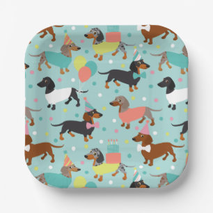 Dachshund Birthday Party Celebration Paper Plate