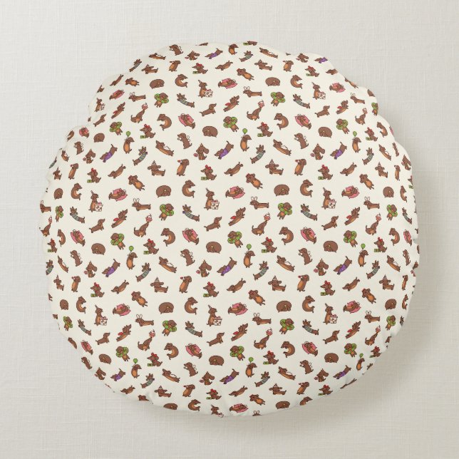 Dachshund Birthday Round Cushion (Front)