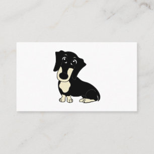 dachshund black and cream cartoon business card
