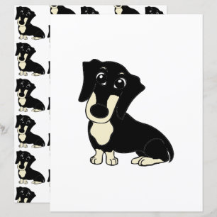 dachshund black and cream cartoon scrapbook paper