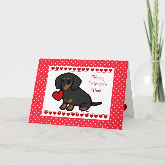 Dachshund Black and Tan Heart Holiday Card (Front)