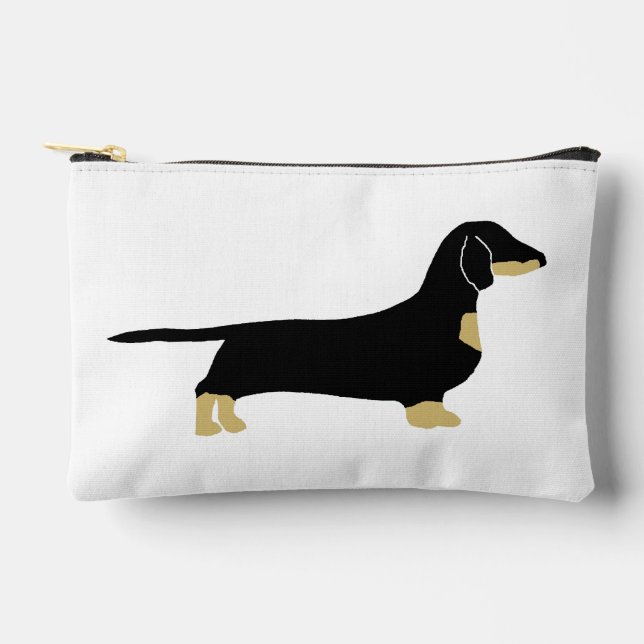 dachshund black and tan silhouette accessory pouch (Front)