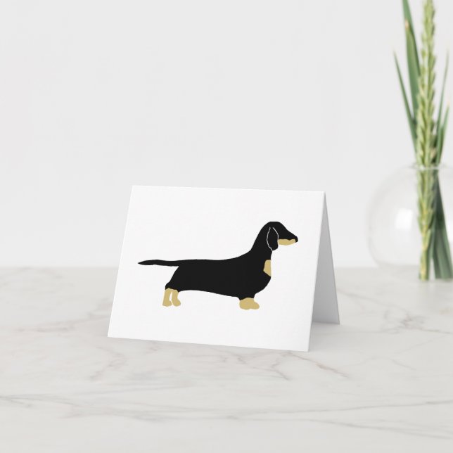 dachshund black and tan silhouette card (Front)
