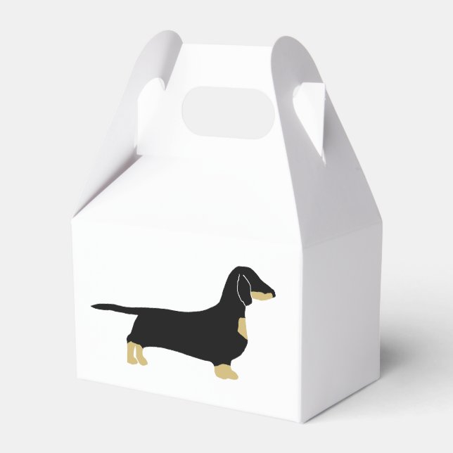 dachshund black and tan silhouette favour box (Front Side)