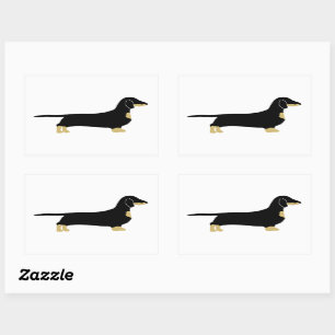 dachshund black and tan silhouette rectangular sticker