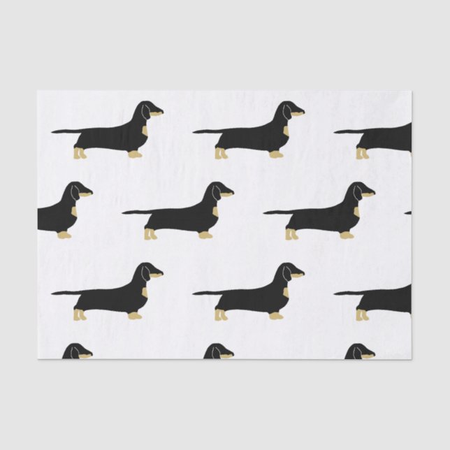 dachshund black and tan silhouette tissue paper (Front)