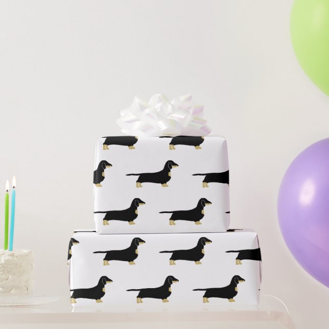 dachshund black and tan silhouette wrapping paper (Party Gifts)