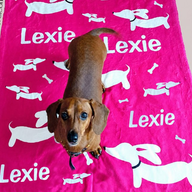 Dachshund Blanket Pink Personalised Doxie Gift (Creator Uploaded)