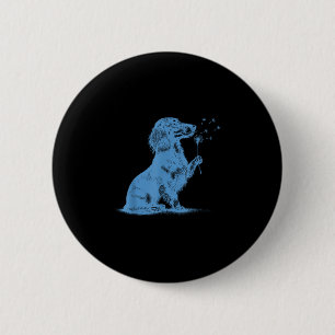 Dachshund blowing wishes dandelion cute pet lover 6 cm round badge