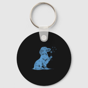Dachshund blowing wishes dandelion cute pet lover key ring