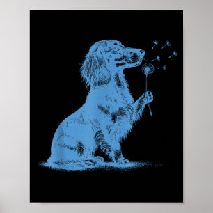 Dachshund blowing wishes dandelion cute pet lover poster