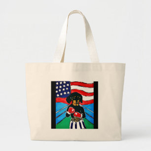 Dachshund Boxer Large Tote Bag