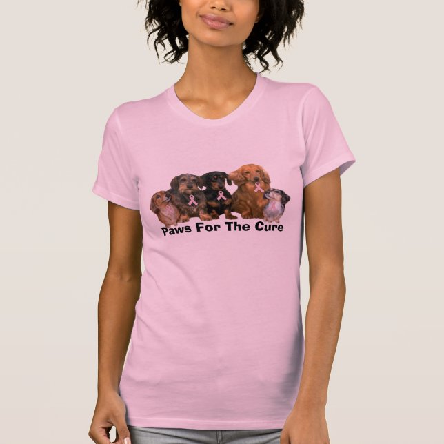 Dachshund Breast Cancer Ladies Shirt (Front)