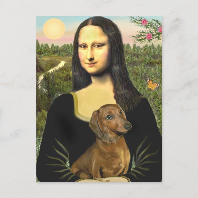 Dachshund (brown1) - Mona Lisa Postcard (Front)