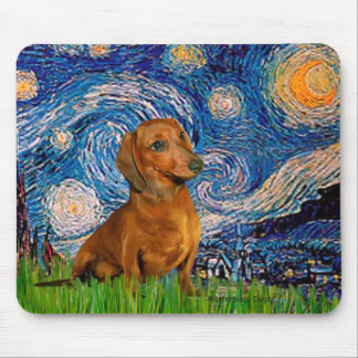 Dachshund (Brown1) - Starry Night Mouse Pad