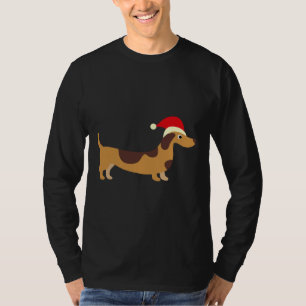 Dachshund Brown Dachshund Wearing Santa Hat Chris T-Shirt