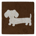 Dachshund Brown Travertine Stone Trivet Doxie Dog