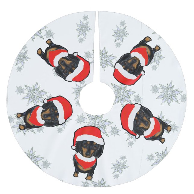 Dachshund Brushed Polyester Tree Skirt (Front)