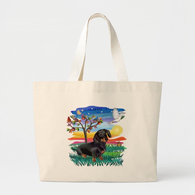 Dachshund (BT) - Sun Glow Large Tote Bag (Front)