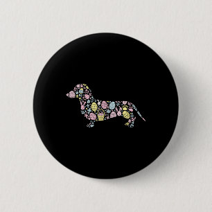 Dachshund Bunny Easter Egg Easter Day Womens Mens 6 Cm Round Badge