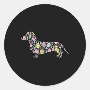 Dachshund Bunny Easter Egg Easter Day Womens Mens Classic Round Sticker