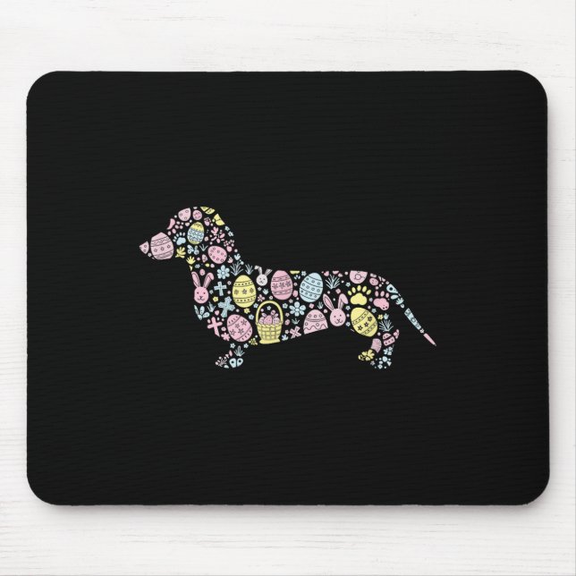 Dachshund Bunny Easter Egg Easter Day Womens Mens  Mouse Pad (Front)