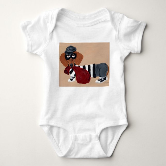 Dachshund Burglar  Baby Bodysuit (Front)