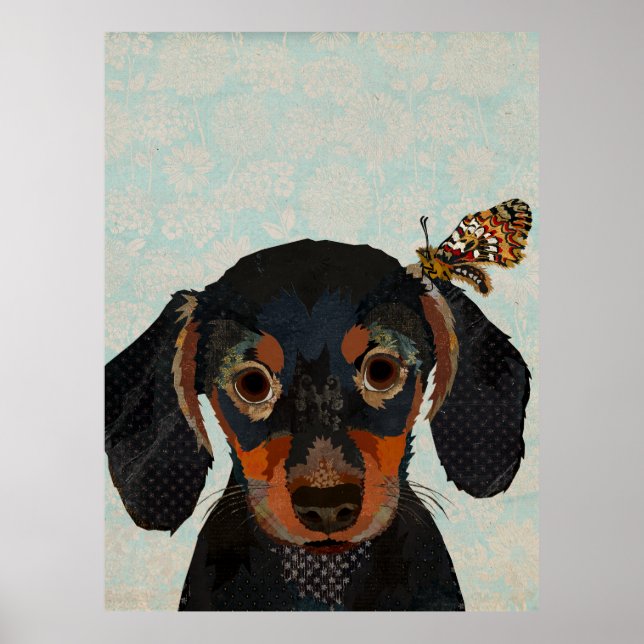 DACHSHUND & BUTTERFLY POSTER (Front)