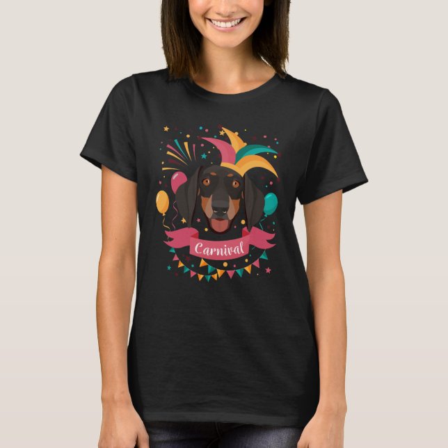 Dachshund Carnival Madi Gras T-Shirt (Front)