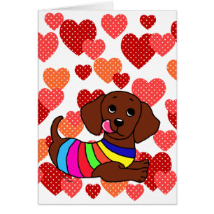 Dachshund Cartoon 1 Hearts