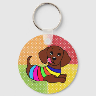 Dachshund Cartoon 1 mosaic Key Ring