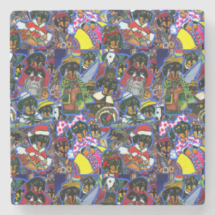 Dachshund Cartoons Stone Coaster