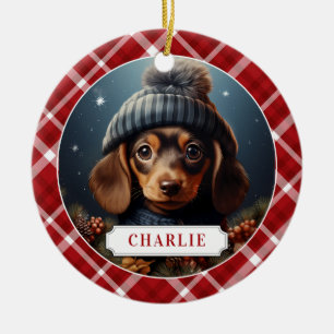 Dachshund Ceramic Circle Ornament